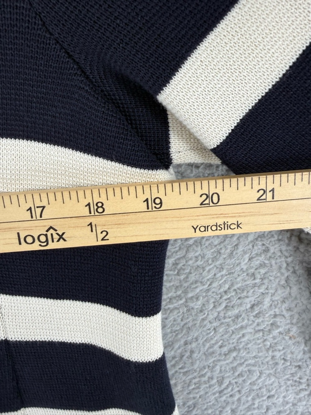 Talbots Navy and White Striped Knit Blazer Jacket - Picture 5 of 7